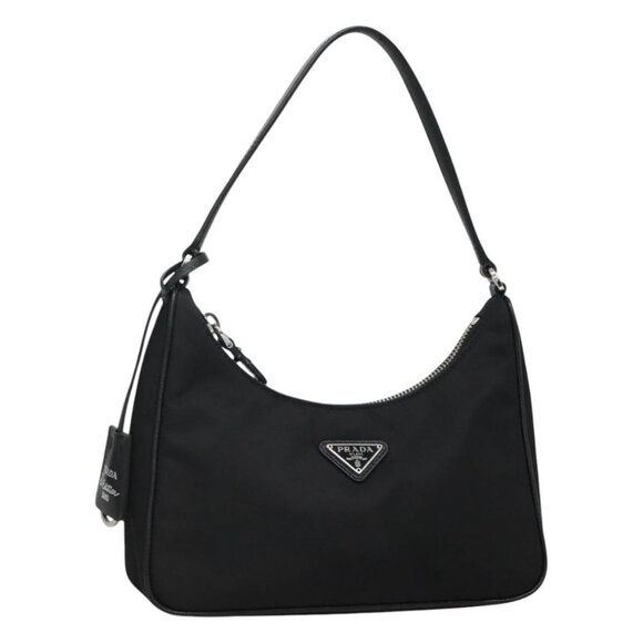 PRADA Shoulder Bag Nylon Black Silver Auth PP309 - Picture 1 of 16